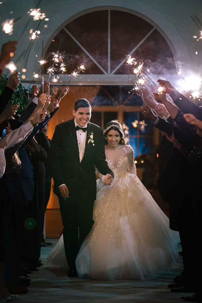 Wedding sparklers exit