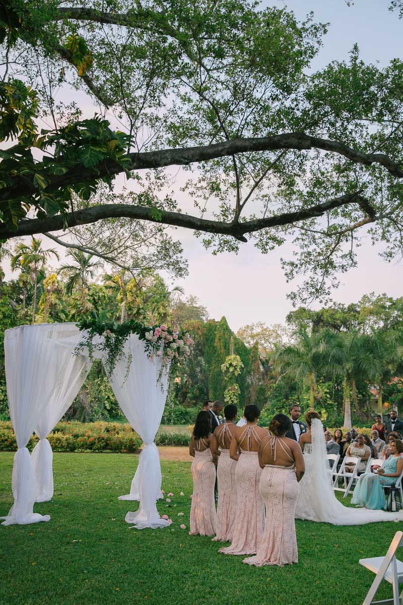 garden sunset wedding